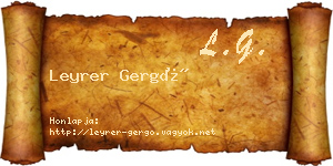 Leyrer Gergő névjegykártya